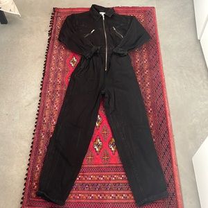 Topshop black denim jumpsuit